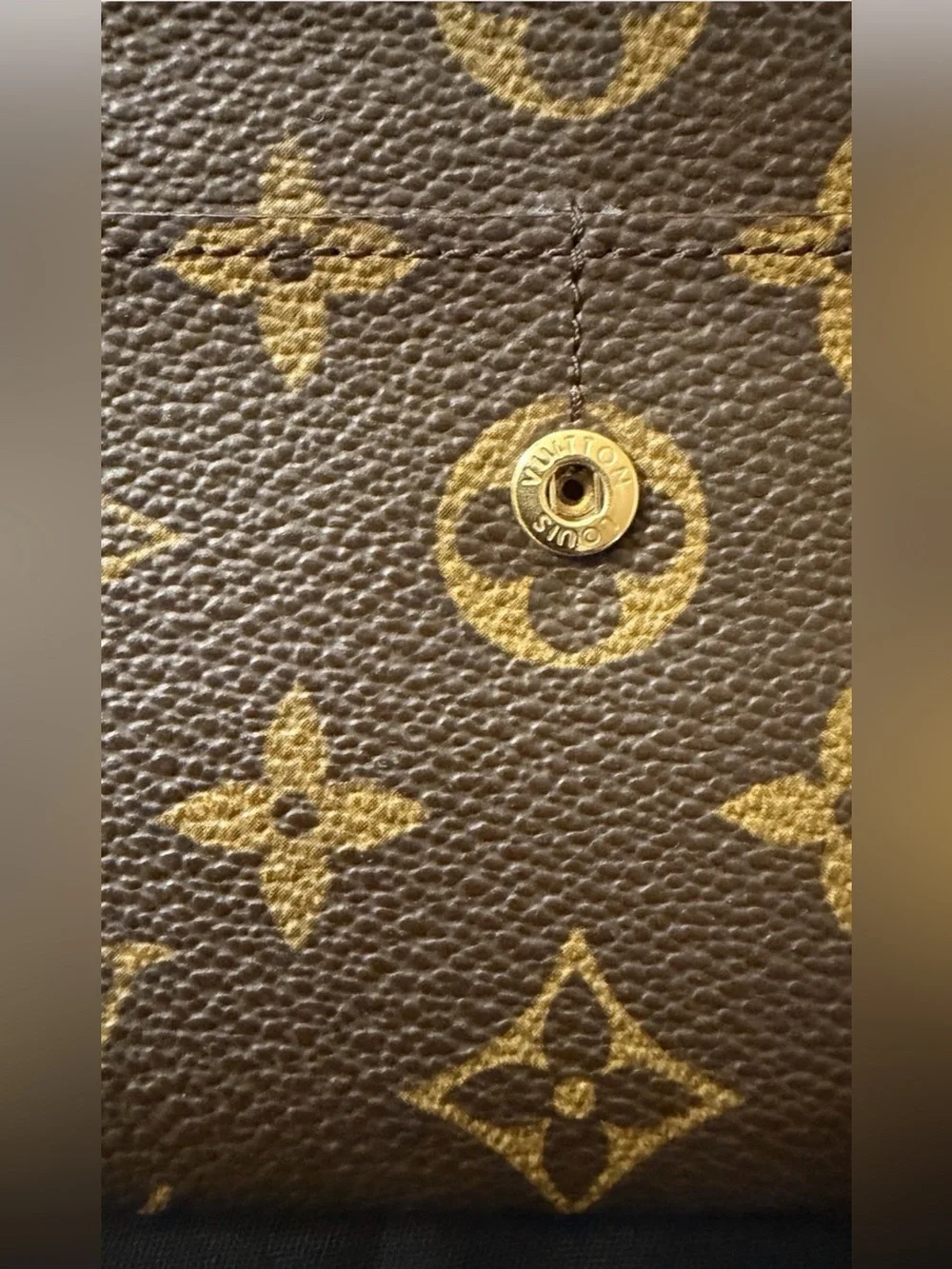 Louis Vuitton Brown Monogram Snap Flap Wallet Zip Coin Pocket Folding Card/COA